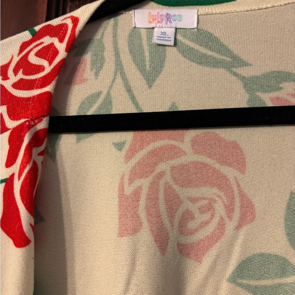LuLaRoe Floral Cardigan - Red and Green